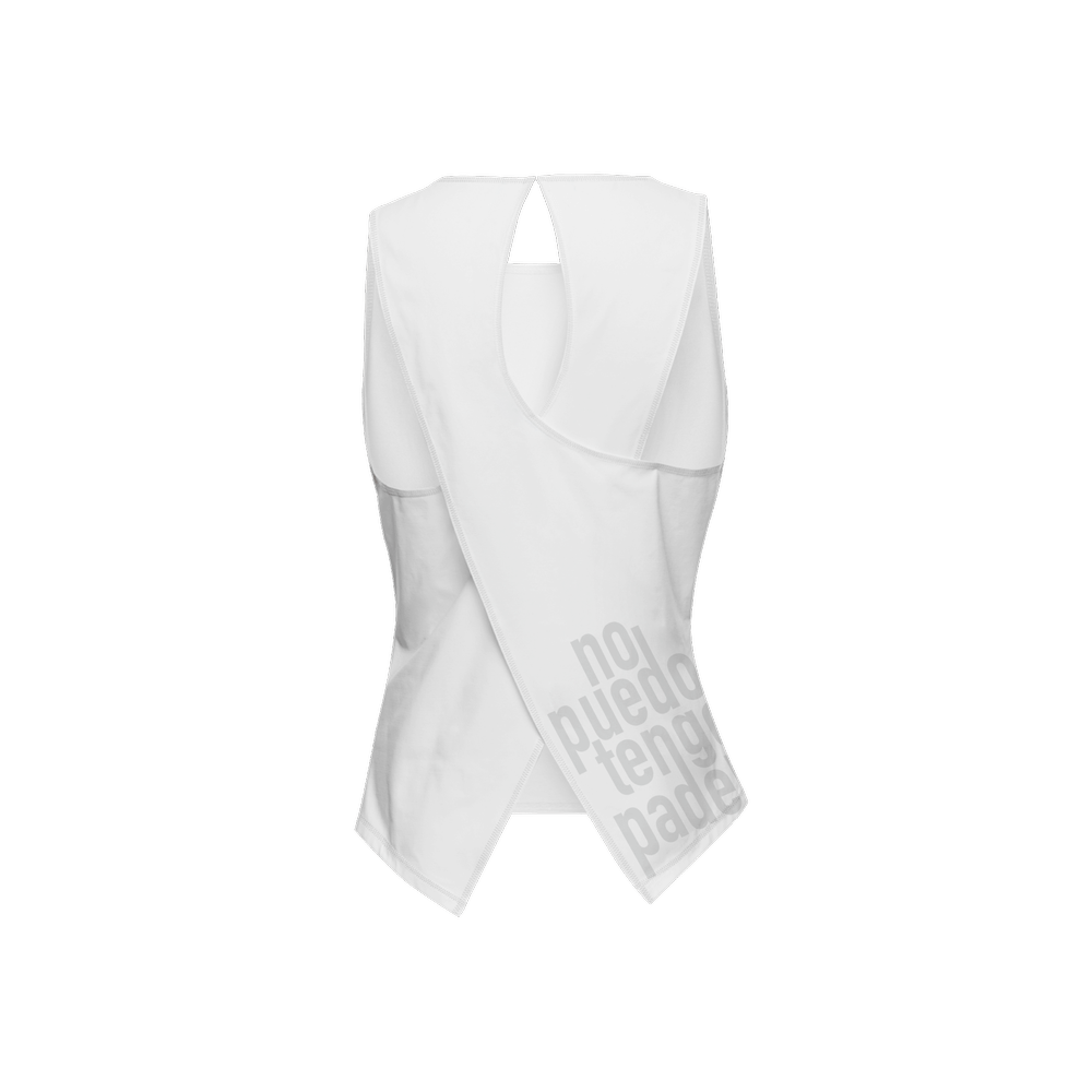 No puedo tengo padel Cross Back Sleeveless Tank - White - XTR3S