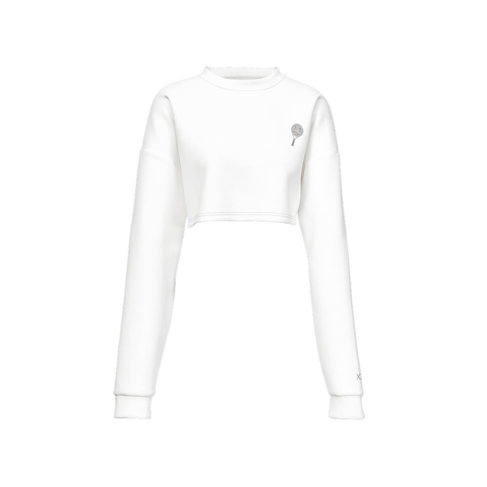 X3 Pala Women’s Cropped Crewneck Sweatshirt - White/Gray - XTR3S