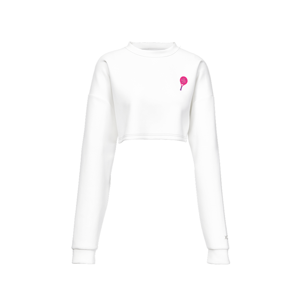 X3 Pala Women’s Cropped Crewneck Sweatshirt - White/Pink - XTR3S