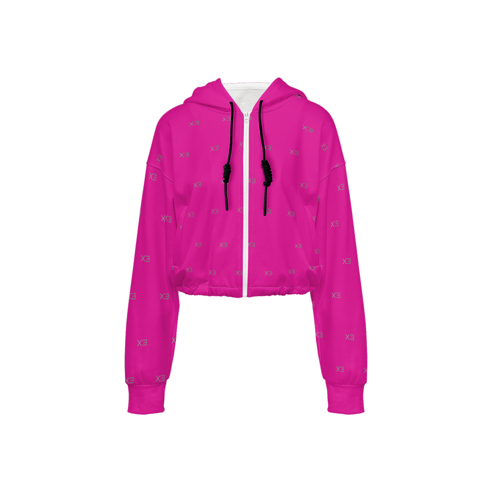 X3 Women’s Cropped Full - Zip Hoodie - Pink - XTR3S