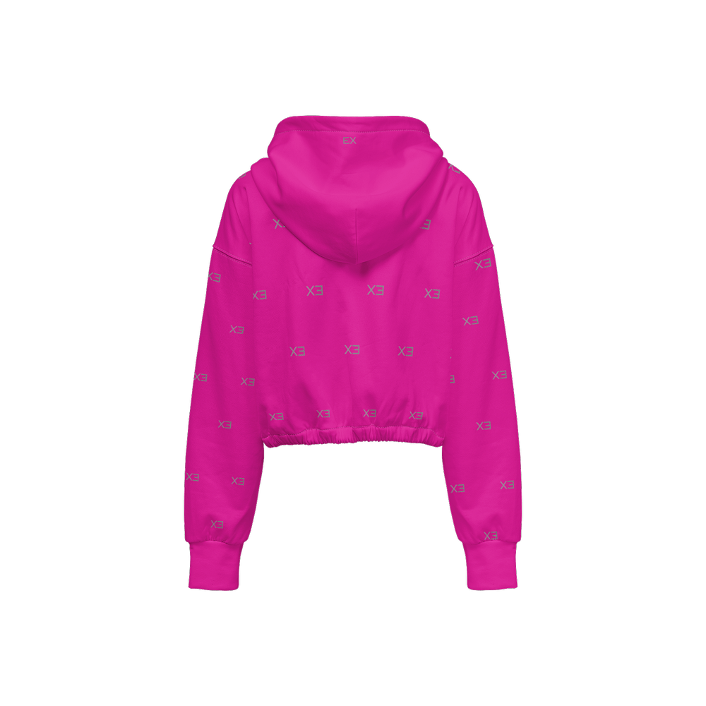 X3 Women’s Cropped Full - Zip Hoodie - Pink - XTR3S