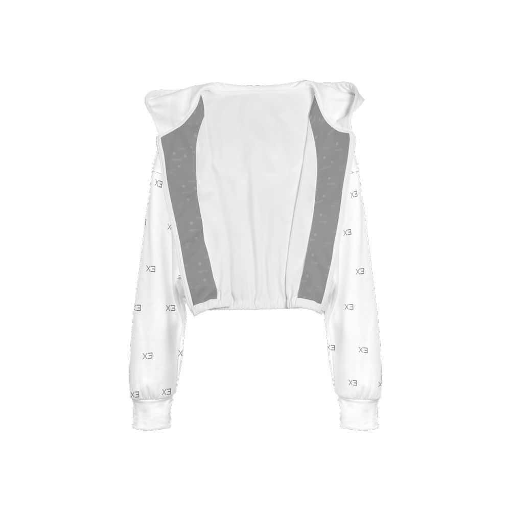 X3 Women’s Cropped Full - Zip Hoodie - White - XTR3S