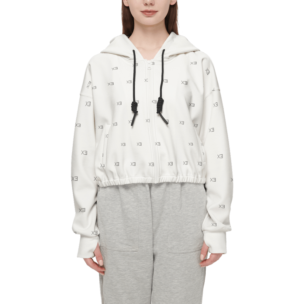 X3 Women’s Cropped Full - Zip Hoodie - White - XTR3S