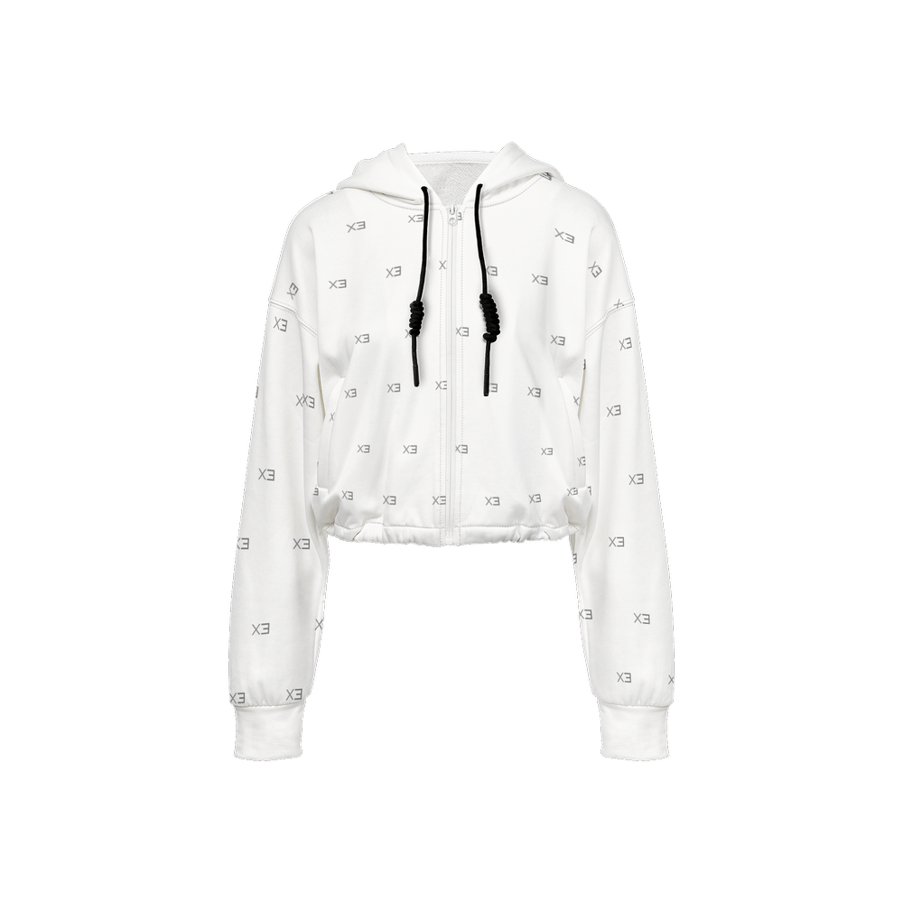 X3 Women’s Cropped Full - Zip Hoodie - White - XTR3S