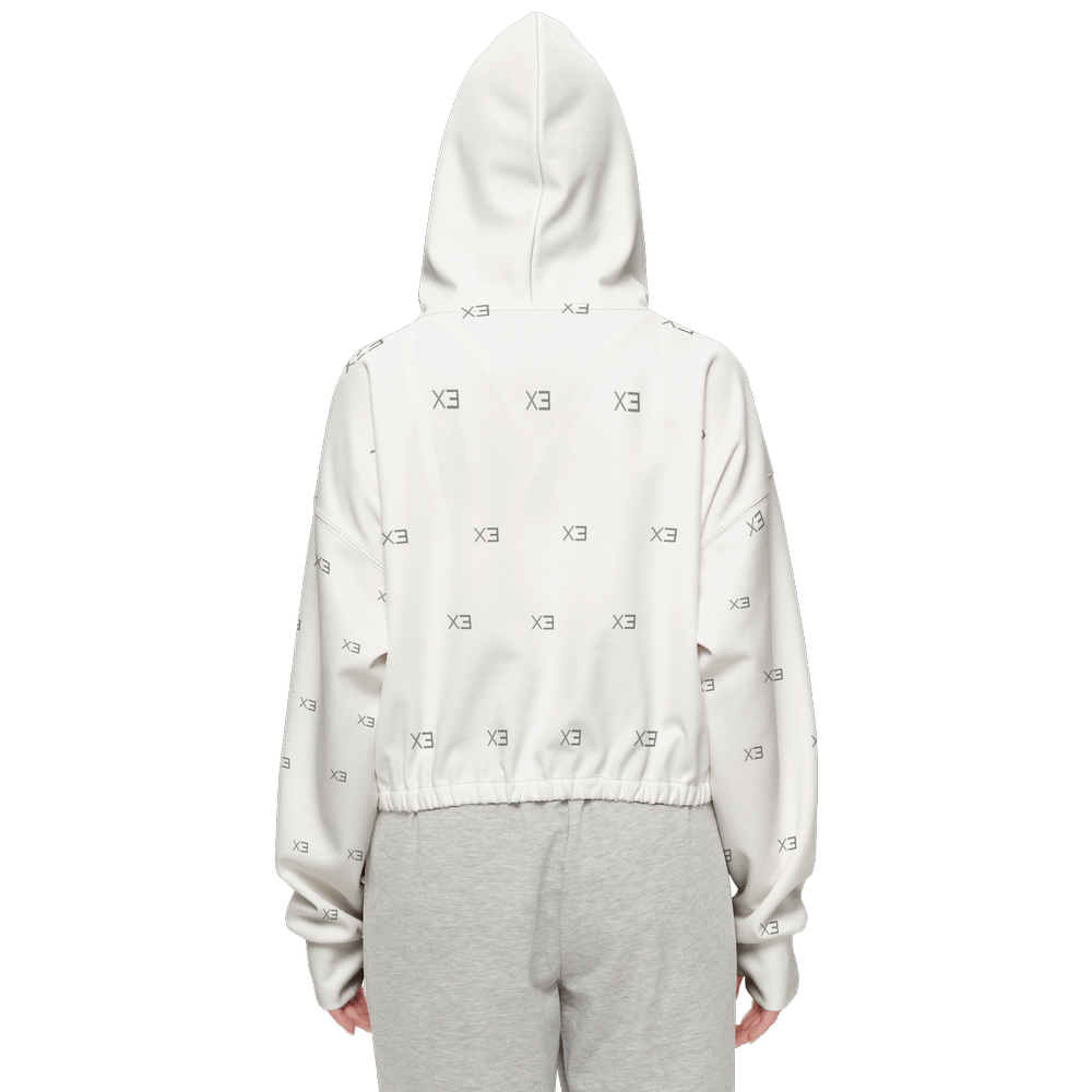 X3 Women’s Cropped Full - Zip Hoodie - White - XTR3S