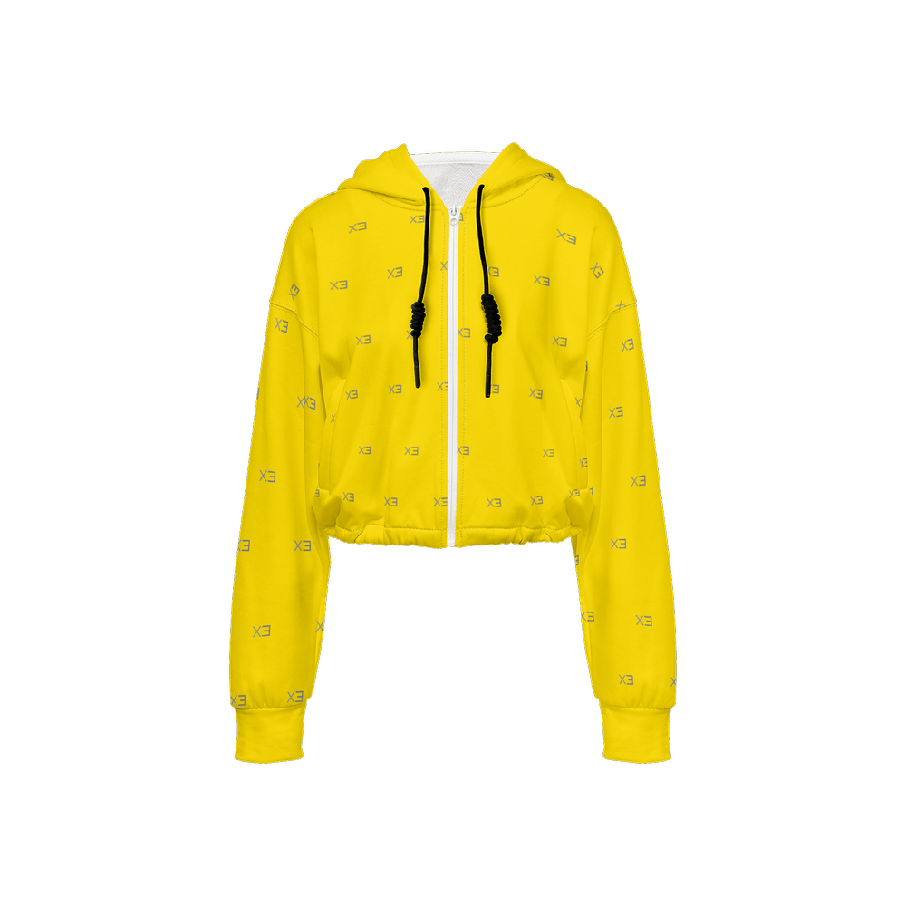 X3 Women’s Cropped Full - Zip Hoodie - Yellow - XTR3S