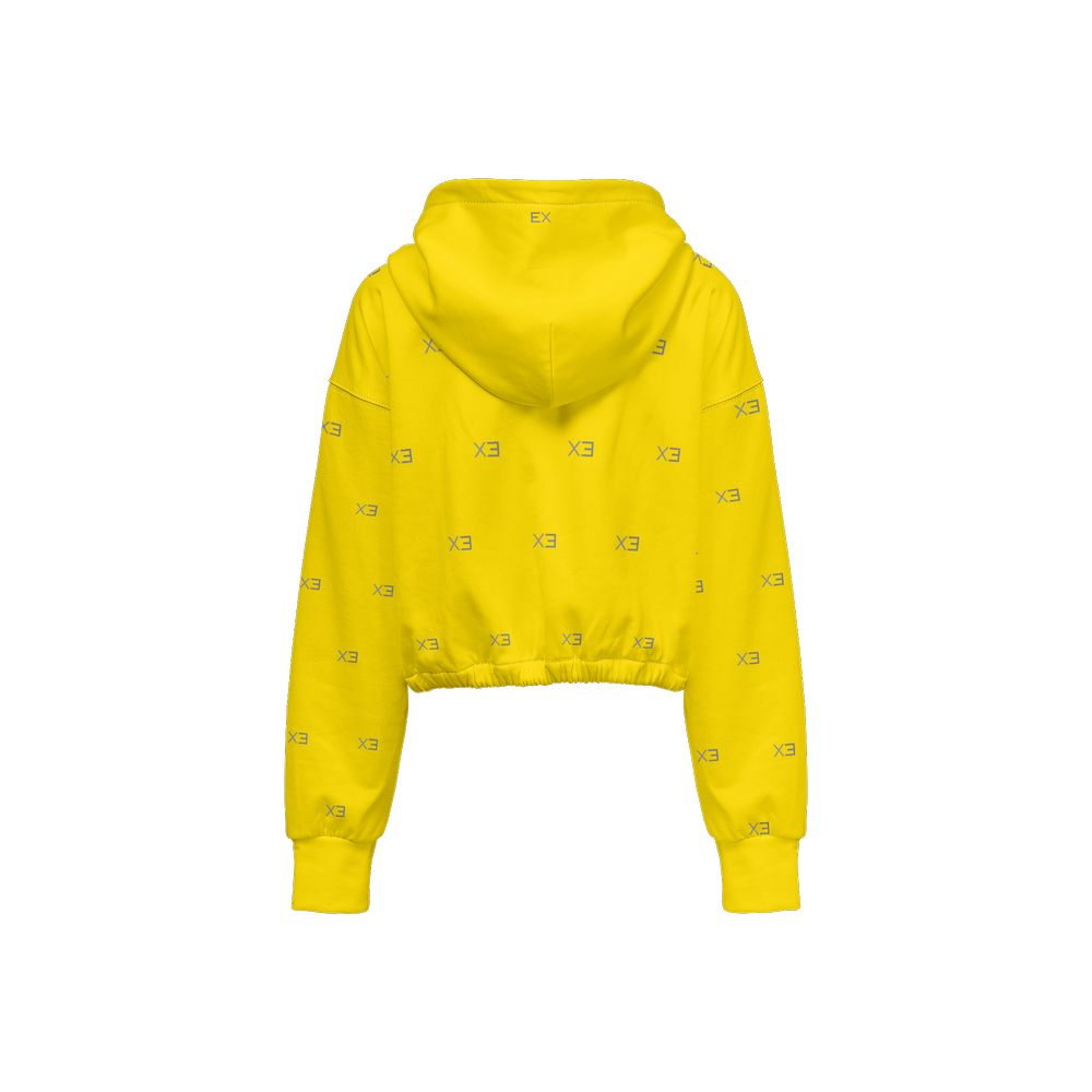 X3 Women’s Cropped Full - Zip Hoodie - Yellow - XTR3S