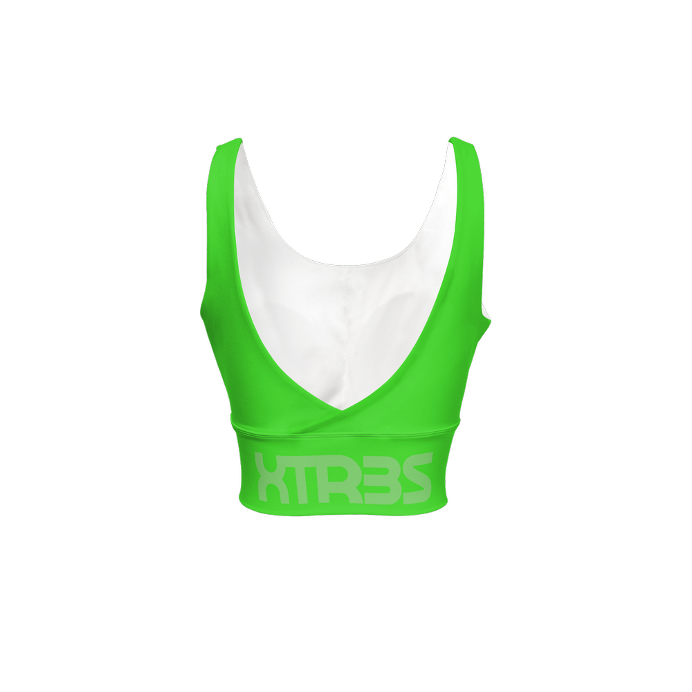 X3 Women’s Longline V - Shape - Back Sports Bra - Green - XTR3S