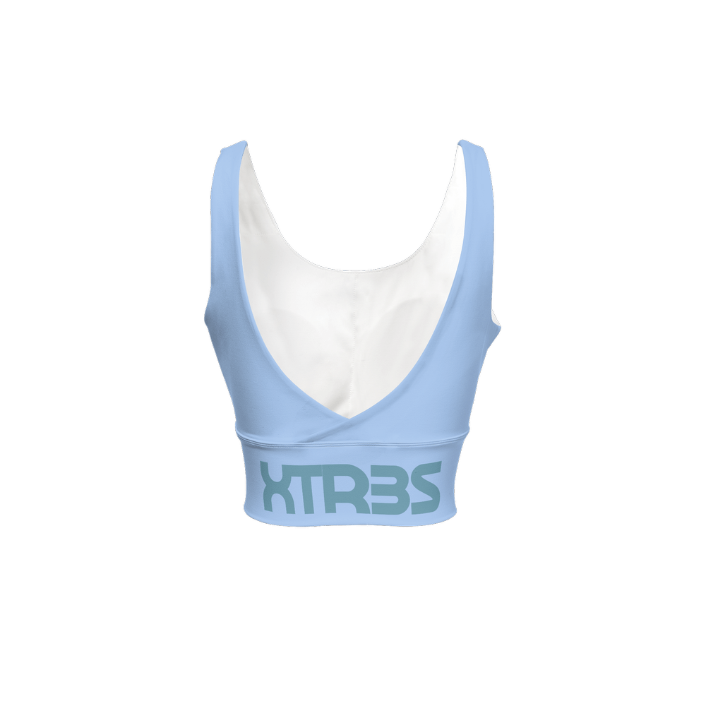 X3 Women’s Longline V - Shape - Back Sports Bra - Light Blue - XTR3S