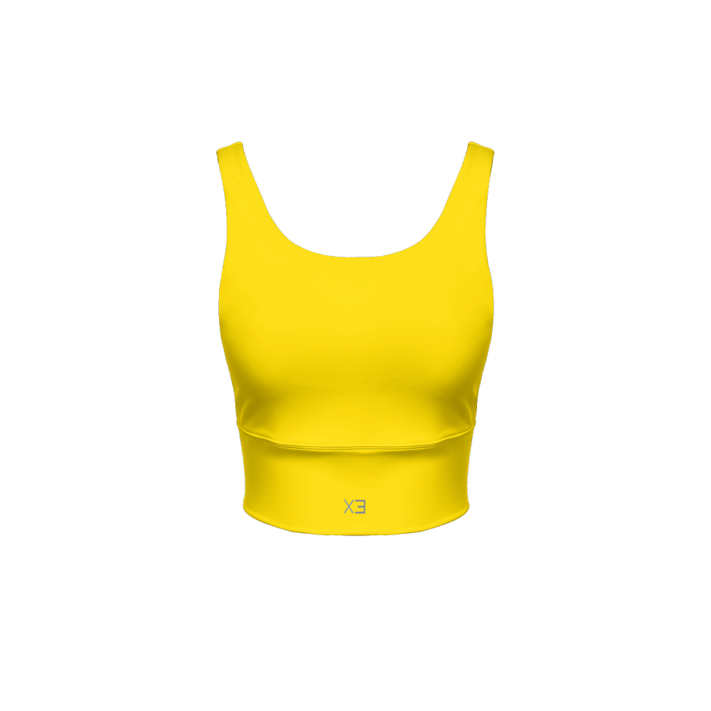 X3 Women’s Longline V - Shape - Back Sports Bra - Yellow - XTR3S