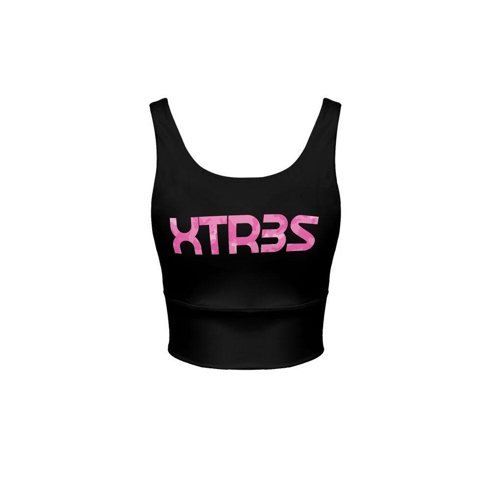 XTR3S Women’s Longline V - Shape - Back Sports Bra - Black/Pink - XTR3S