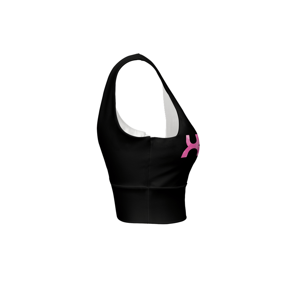 XTR3S Women’s Longline V - Shape - Back Sports Bra - Black/Pink - XTR3S