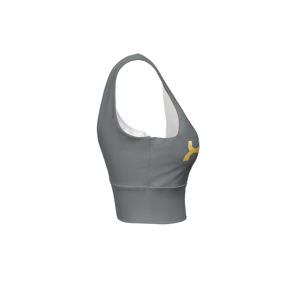 XTR3s Women’s Longline V - Shape - Back Sports Bra - Gray/Yellow - XTR3S