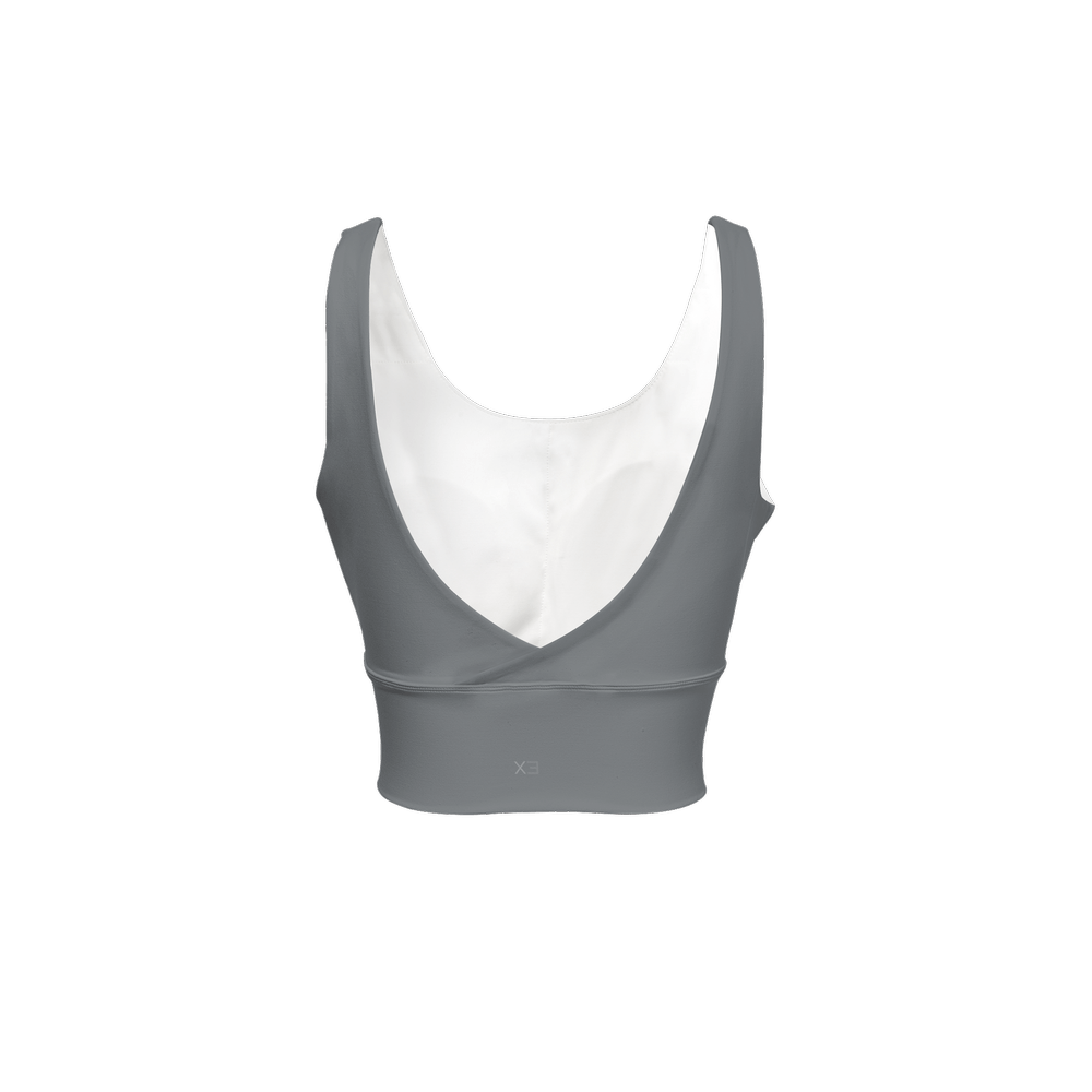 XTR3s Women’s Longline V - Shape - Back Sports Bra - Gray/Yellow - XTR3S